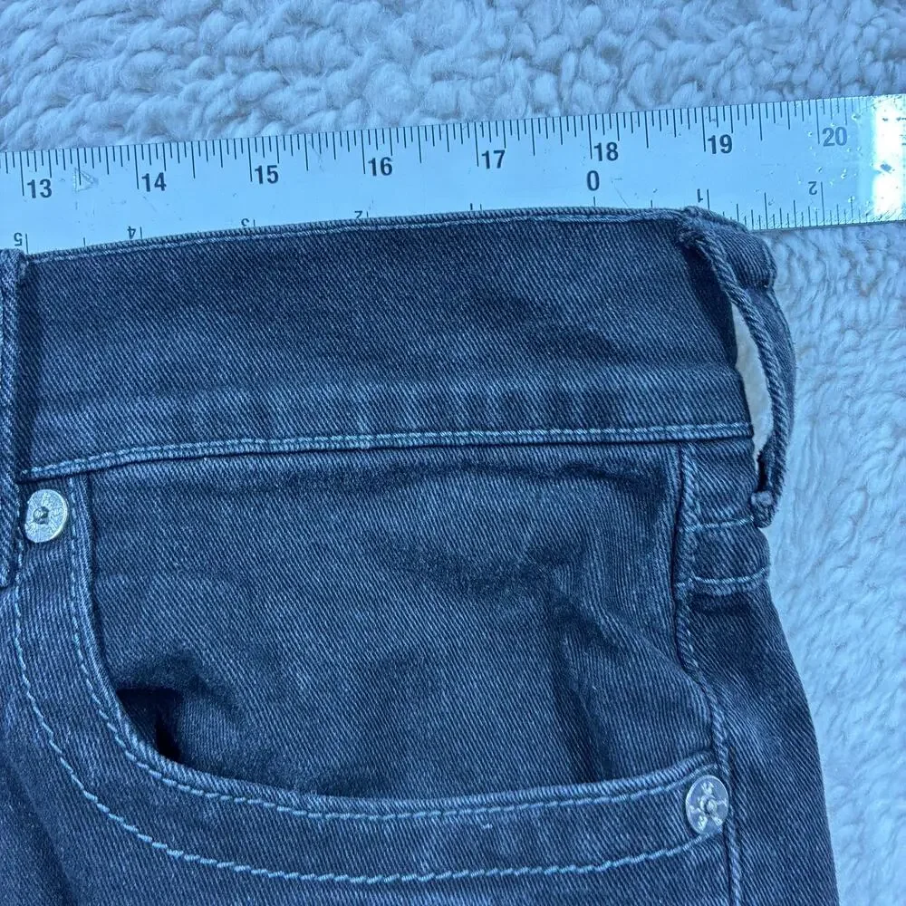 True Religion Jeans 36 x 32 Black Mens Ricky Relaxed Straight Flap Pockets Denim